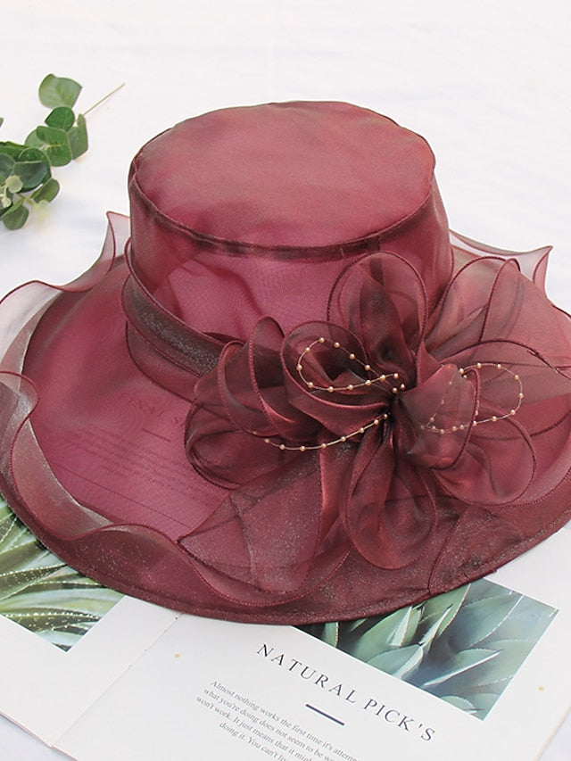 Women's Party Hat Party Wedding Special Occasion Flower Solid Color Beige Black Hat White Gray Fall Spring Summer - LuckyFash™