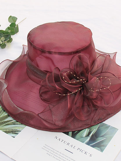Women's Party Hat Party Wedding Special Occasion Flower Solid Color Beige Black Hat White Gray Fall Spring Summer - LuckyFash™