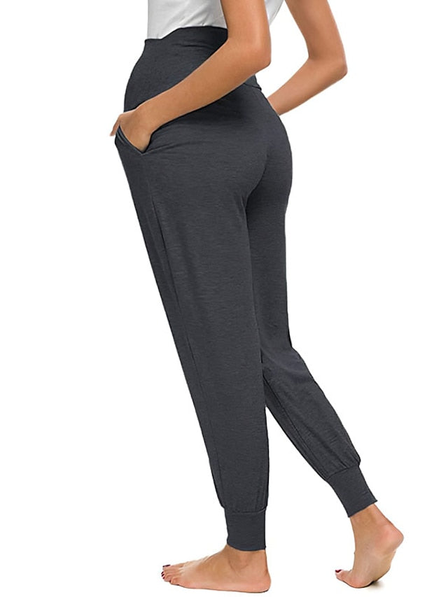 Womenâ€˜s Yoga Pants Maternity Pants Activewear Yoga Style High Waist Quick Dry Gym Workout Dance Pants Bottoms Dark Grey Black Green Sports Activewear Micro-elastic - LuckyFash™