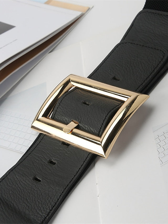 Women's Belt PU Black Gold Wide Belt Dailywear Business Daily Date Pure Color / Spring / Summer / Fall / Winter - LuckyFash™