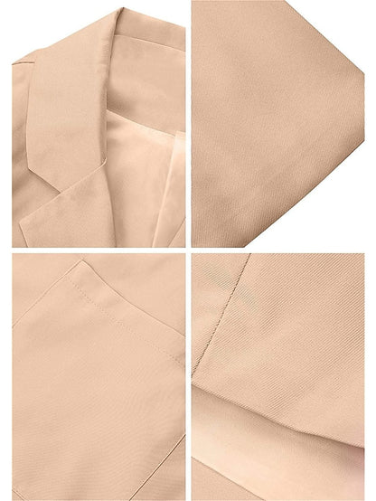 Women's Blazer Casual Pocket Clean Fit Formal Outdoor Daily Wear Polyester Spring Wine Green Black Open Front V Neck Regular Fit S M L XL XXL 3XL / Solid Color - LuckyFash™