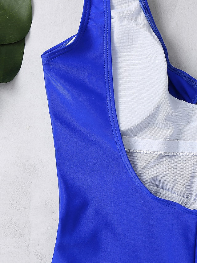 Women's Swimwear One Piece Monokini Bathing Suits Plus Size Swimsuit Tummy Control for Big Busts Solid Color Round Dots Lake blue Sapphire Lake Green Black Red Bathing Suits Sports Fashion Beach Wear - LuckyFash™
