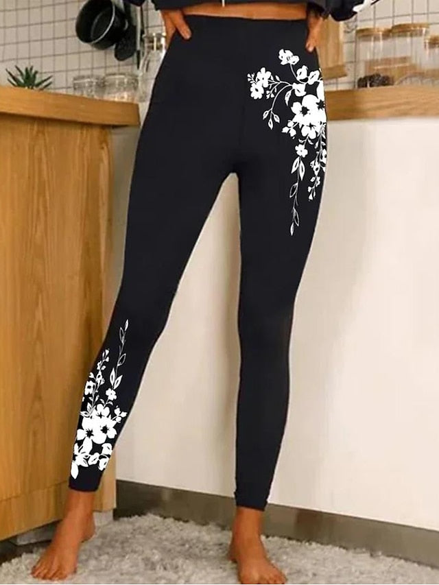 Women's Yoga Leggings Tummy Control Butt Lift Quick Dry High Waist Yoga Fitness Gym Workout Tights Leggings Floral 1# 2# 3# Spandex Sports Activewear Stretchy Skinny / Athletic / Athleisure - LuckyFash™