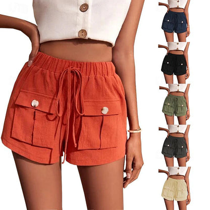 Women's Shorts Polyester Plain Black Army Green Casual Daily Short Going out Weekend Summer