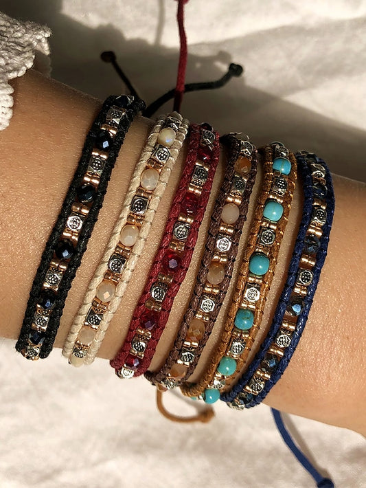 Women's Friendship Bracelet Vintage Bracelet Bracelet Retro Fashion Birthday Vintage Theme Rustic / Lodge Simple Ethnic Vintage Boho Glass Bracelet Jewelry Royal Blue / White / Black For Sport Prom - LuckyFash™