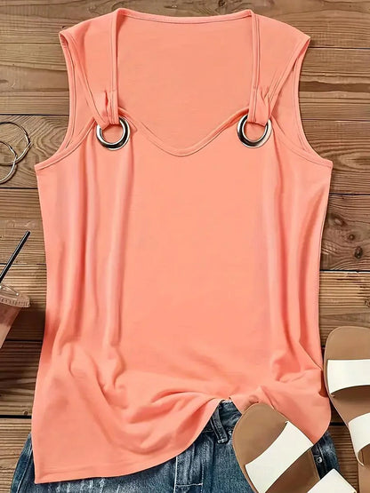 Women's Tank Top Plain Casual Pink Sleeveless Fashion V Neck Summer