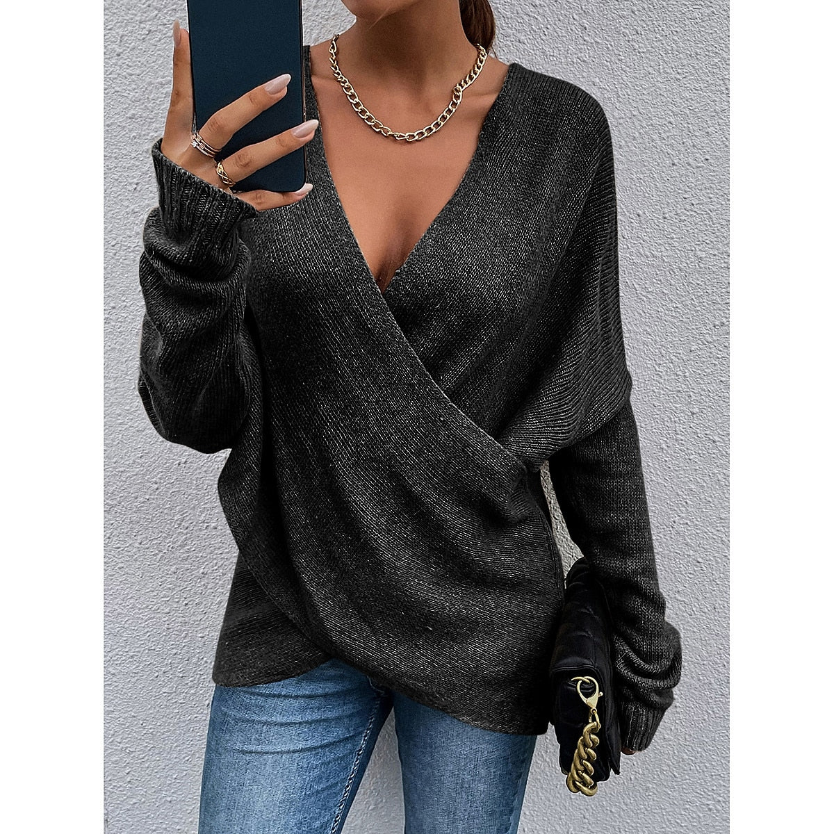 Women's Sweater Pullover Jumper Criss Cross Knitted Solid Color Stylish Casual Long Sleeve Regular Fit Sweater Cardigans V Neck Fall Winter Blue Purple Pink / Holiday / Going out