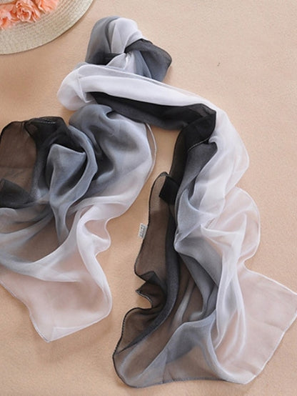 Women's Chiffon Scarf Party Black Scarf Color Block Cute Red Blue Fall Spring - LuckyFash™