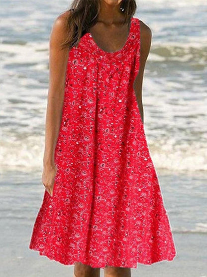 Women's Sundress Tank Dress Floral Print U Neck Midi Dress Daily Vacation Sleeveless Summer