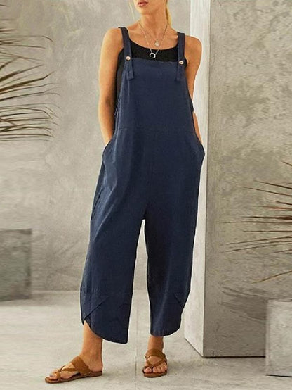 Women's Wide Leg Pants Trousers Overalls Baggy Black Red Green Mid Waist Oversized Daily Weekend Baggy Ankle-Length Breathable Plain M L XL XXL - LuckyFash™