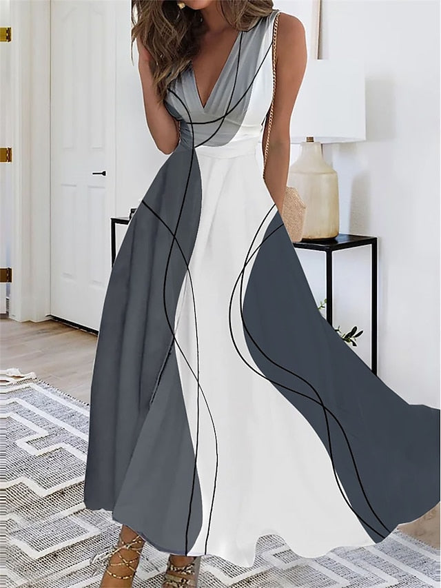 Women's Long Dress Maxi Dress Casual Dress Swing Dress A Line Dress Ombre Fashion Streetwear Outdoor Daily Date Print Sleeveless V Neck Dress Regular Fit White Pink Red Summer Spring S M L XL XXL - LuckyFash™