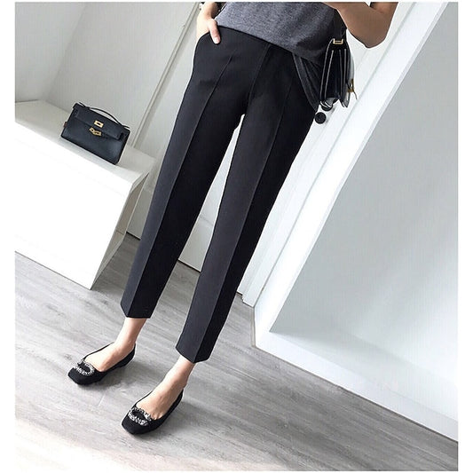 Women‘s Dress Work Pants Chinos Slacks Ankle-Length Pocket Mid Waist Formal Work Daily Black 1# Black S M Summer Spring &  Fall