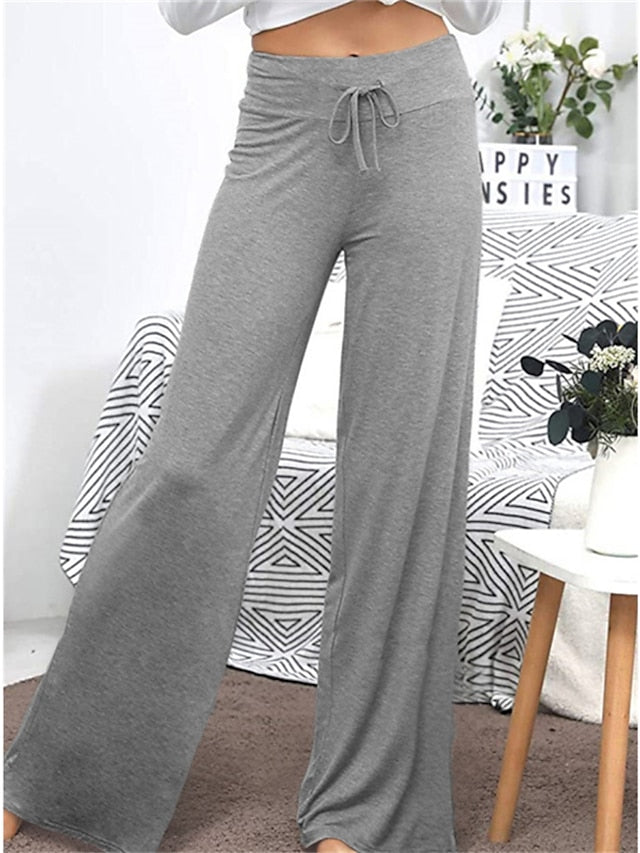 Women's Yoga Pants Wide Leg Drawstring Quick Dry Yoga Pilates Dance Bottoms Dark Grey Black Gray Sports Activewear Stretchy Skinny / Athletic / Casual / Athleisure - LuckyFash™