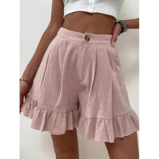 Women's Shorts Cotton Blend Plain Black White Casual Daily Short Going out Weekend Summer