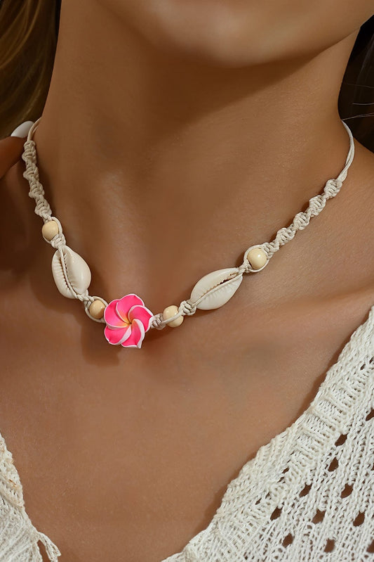 Red Rose Shell Boho Choker Necklace