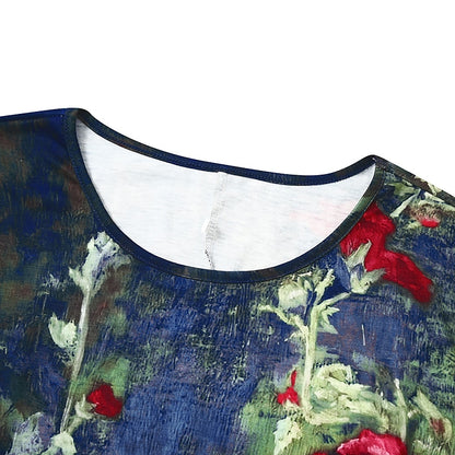 Women‘s Shift Dress Maxi long Dress Green Blue Gray Dark Blue Short Sleeve Floral Pocket Print Spring Summer Crew Neck Casual 2023 S M L XL XXL XXXL