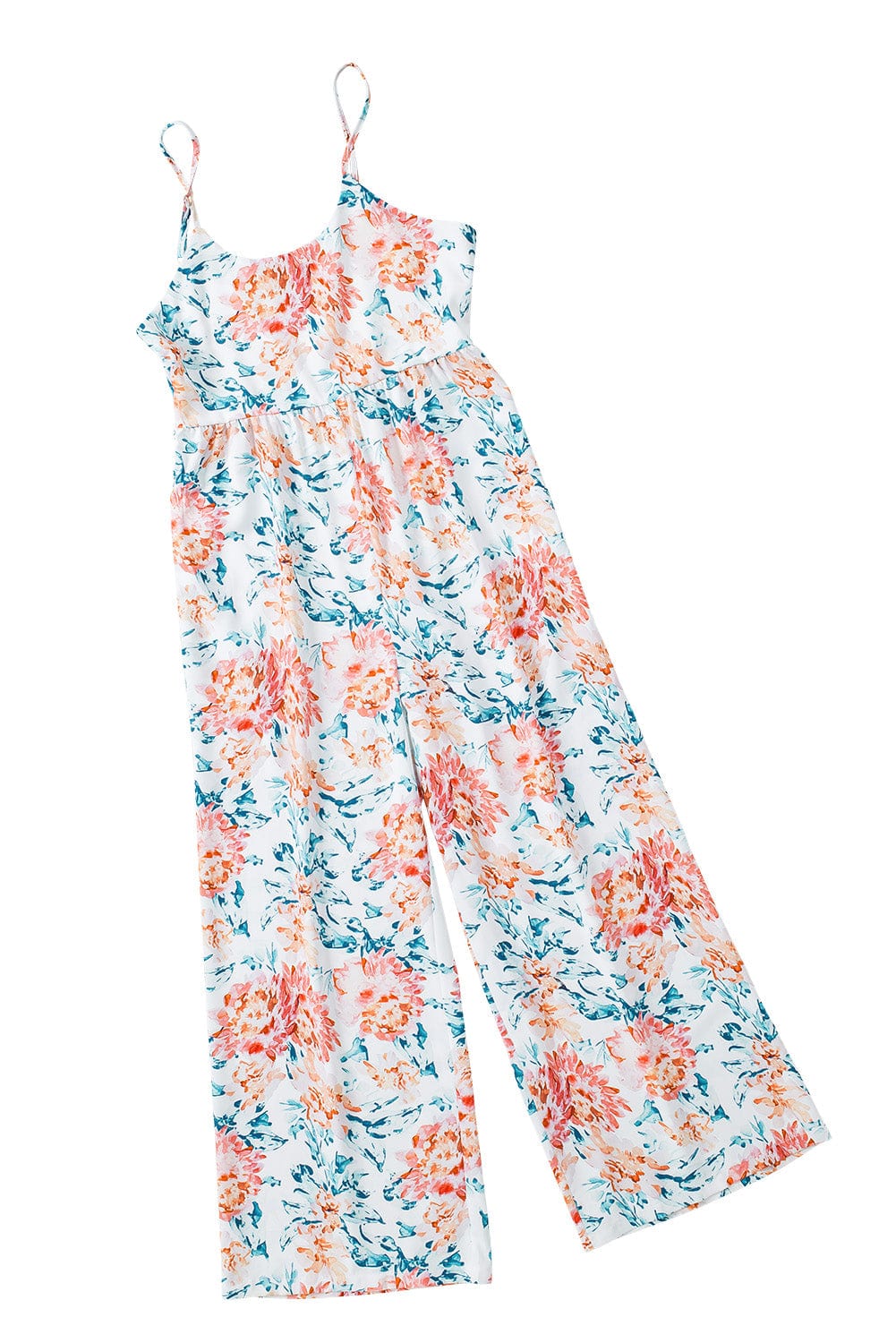 Retro Print Casual Wide-Leg Jumpsuit - Bare - Spaghetti Strap - U-Shape - Scoop