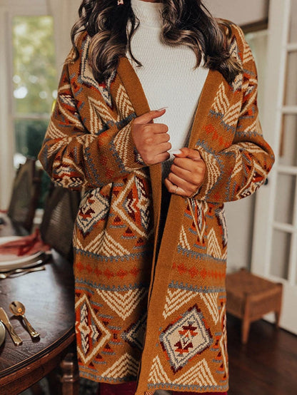 Reversible Printed Lapel Long Coat