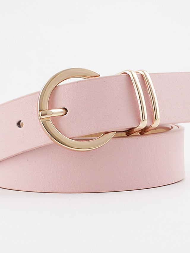 Women's Unisex PU Buckle Belt PU Leather Prong Buckle D-ring Casual Classic Party Daily Black Pink Brown Beige - LuckyFash™