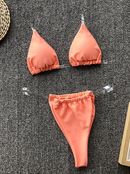Thong Bikini Clear Straps Cheeky Brazilian Micro Thongs Bikinis Swimsuit for Women Sexy No Tan Line Bathing Suit - LuckyFash™