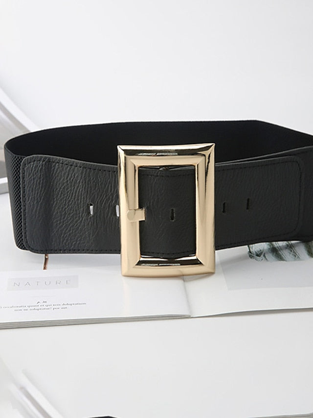 Women's Belt PU Black Gold Wide Belt Dailywear Business Daily Date Pure Color / Spring / Summer / Fall / Winter - LuckyFash™