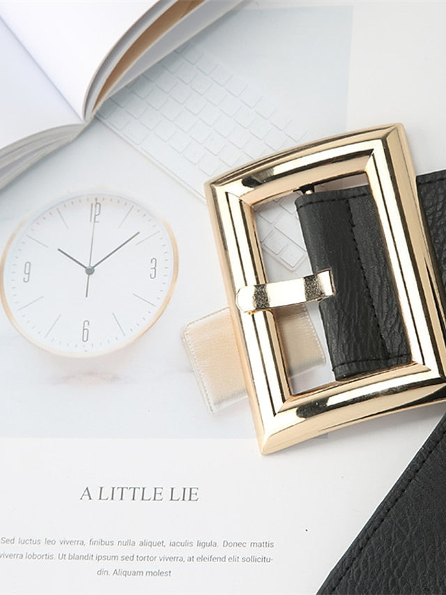 Women's Belt PU Black Gold Wide Belt Dailywear Business Daily Date Pure Color / Spring / Summer / Fall / Winter - LuckyFash™