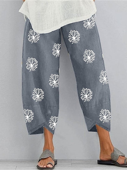 Women's Wide Leg Cotton And Linen Dandelion Black Dark navy Fashion High Waist Ankle-Length Casual Daily Wear Fall & Winter