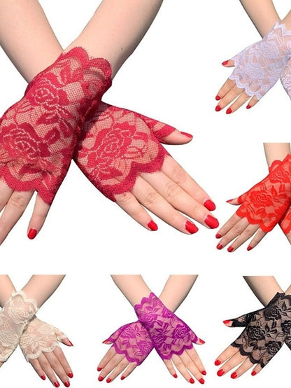 Women's Fingerless Gloves Lace Gloves Wedding Party Evening Gift Polyester Simple Bridal Gloves Sexy 1 Pair - LuckyFash™