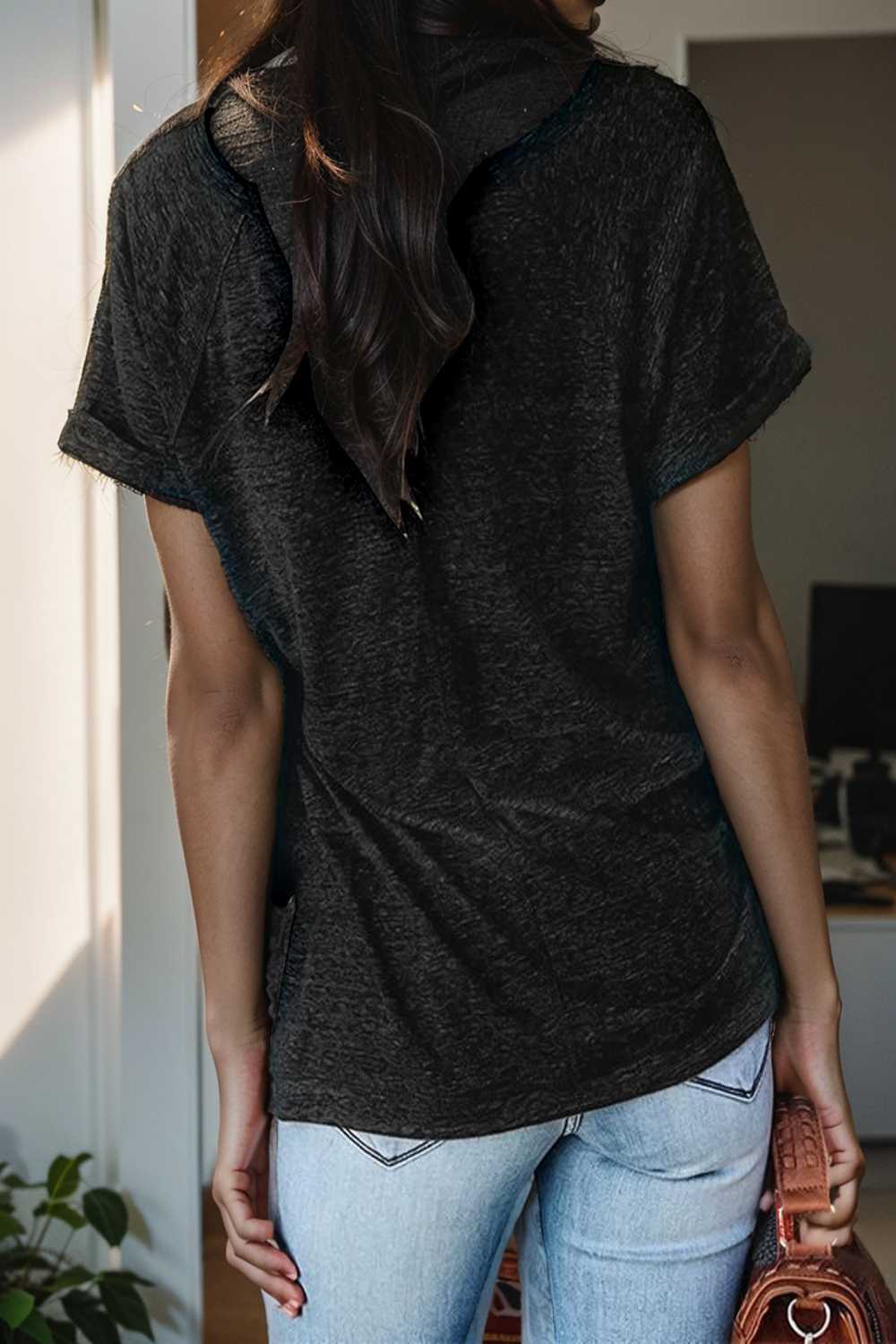 round neck solid loose short sleeve t shirt 110045