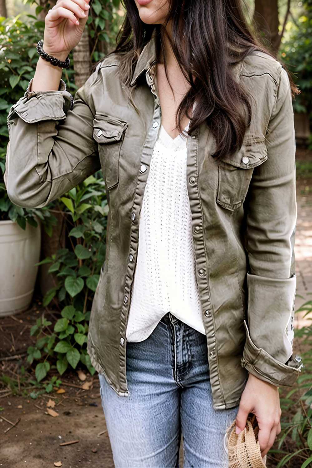 ruched trim button up long sleeve collared casual jacket 106617