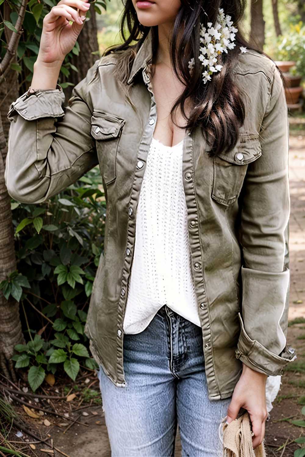 ruched trim button up long sleeve collared casual jacket 108153
