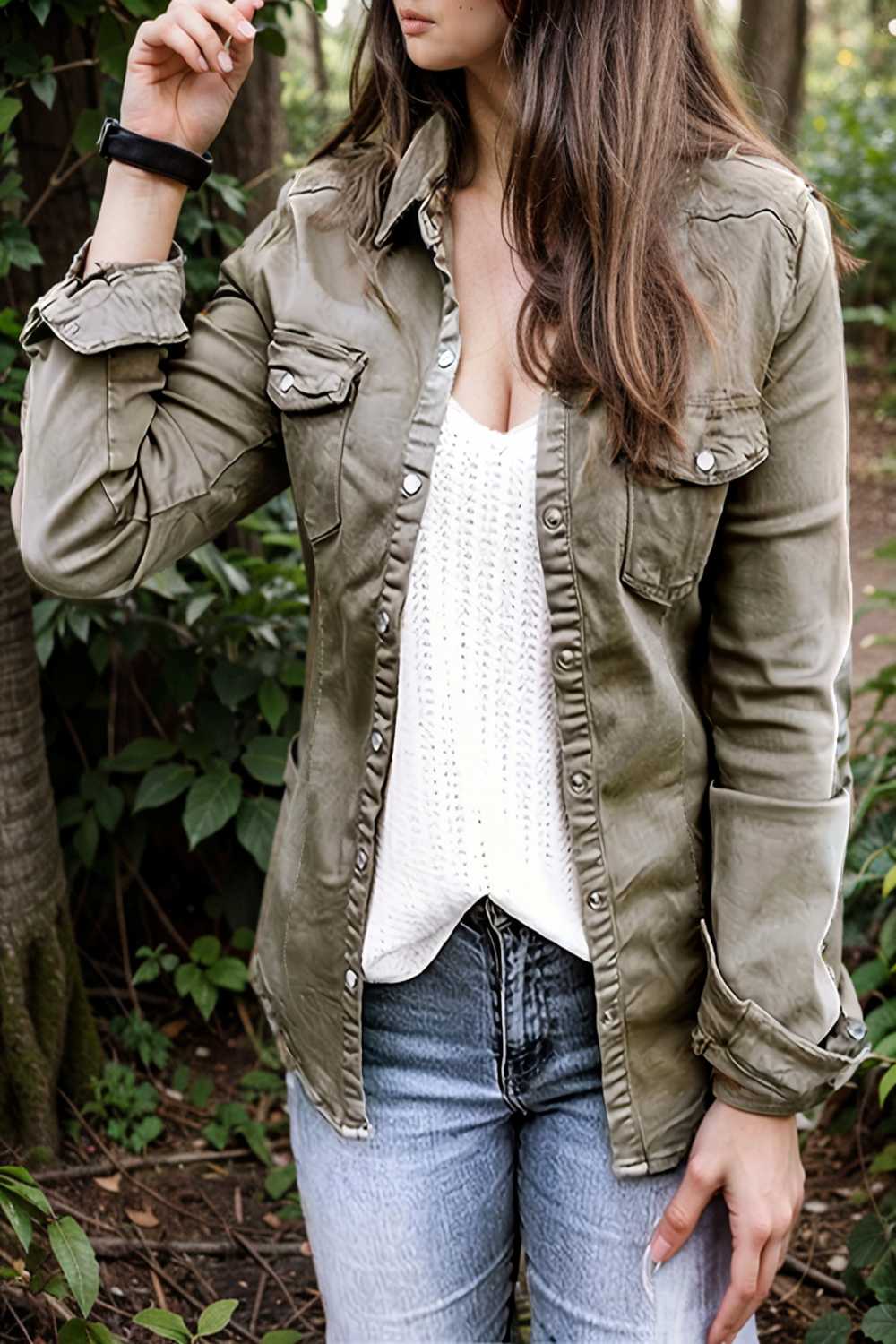 ruched trim button up long sleeve collared casual jacket 106767