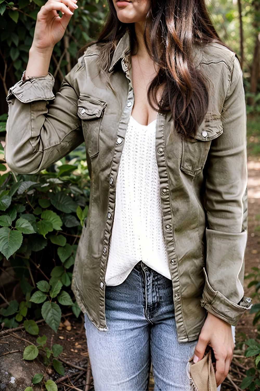ruched trim button up long sleeve collared casual jacket 106763