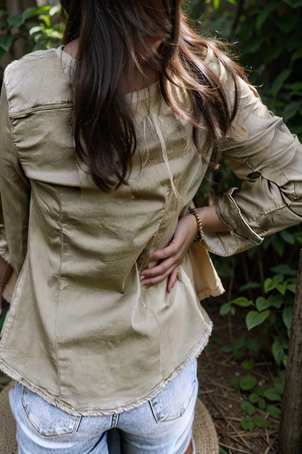 ruched trim button up long sleeve collared casual jacket 108151
