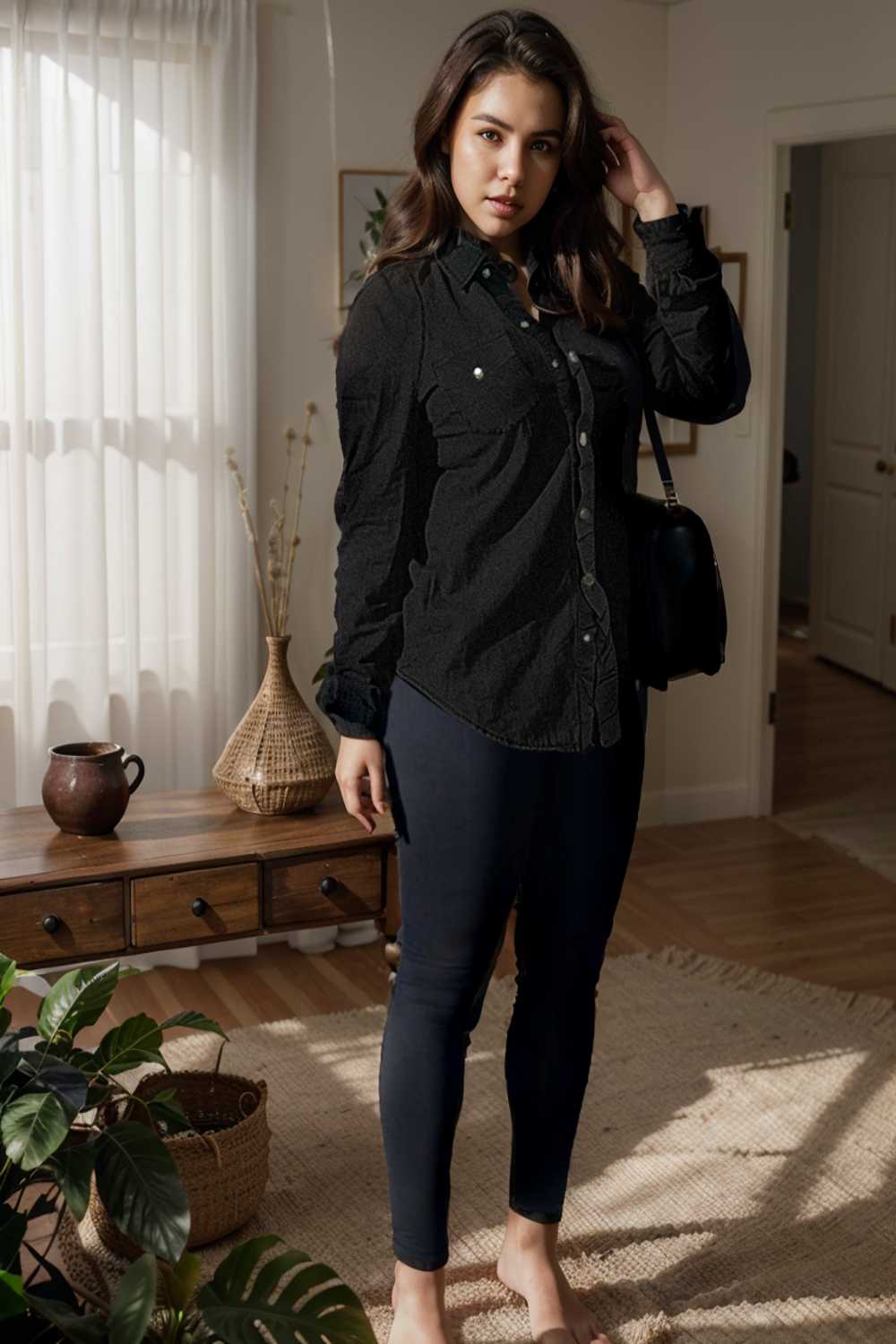 ruched trim button up long sleeve collared casual jacket 109585