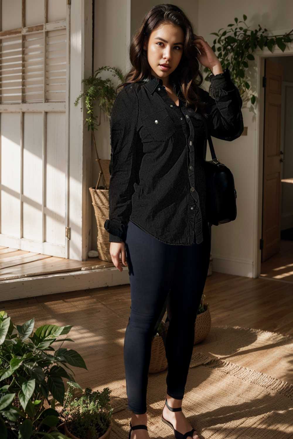 ruched trim button up long sleeve collared casual jacket 109577