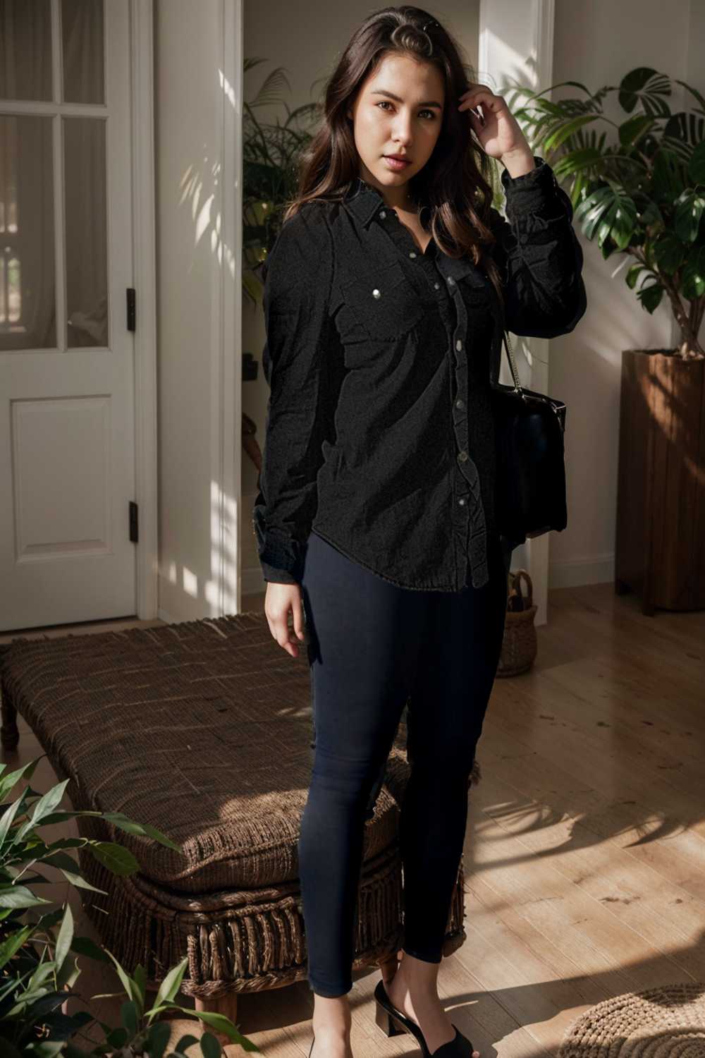 ruched trim button up long sleeve collared casual jacket 109573