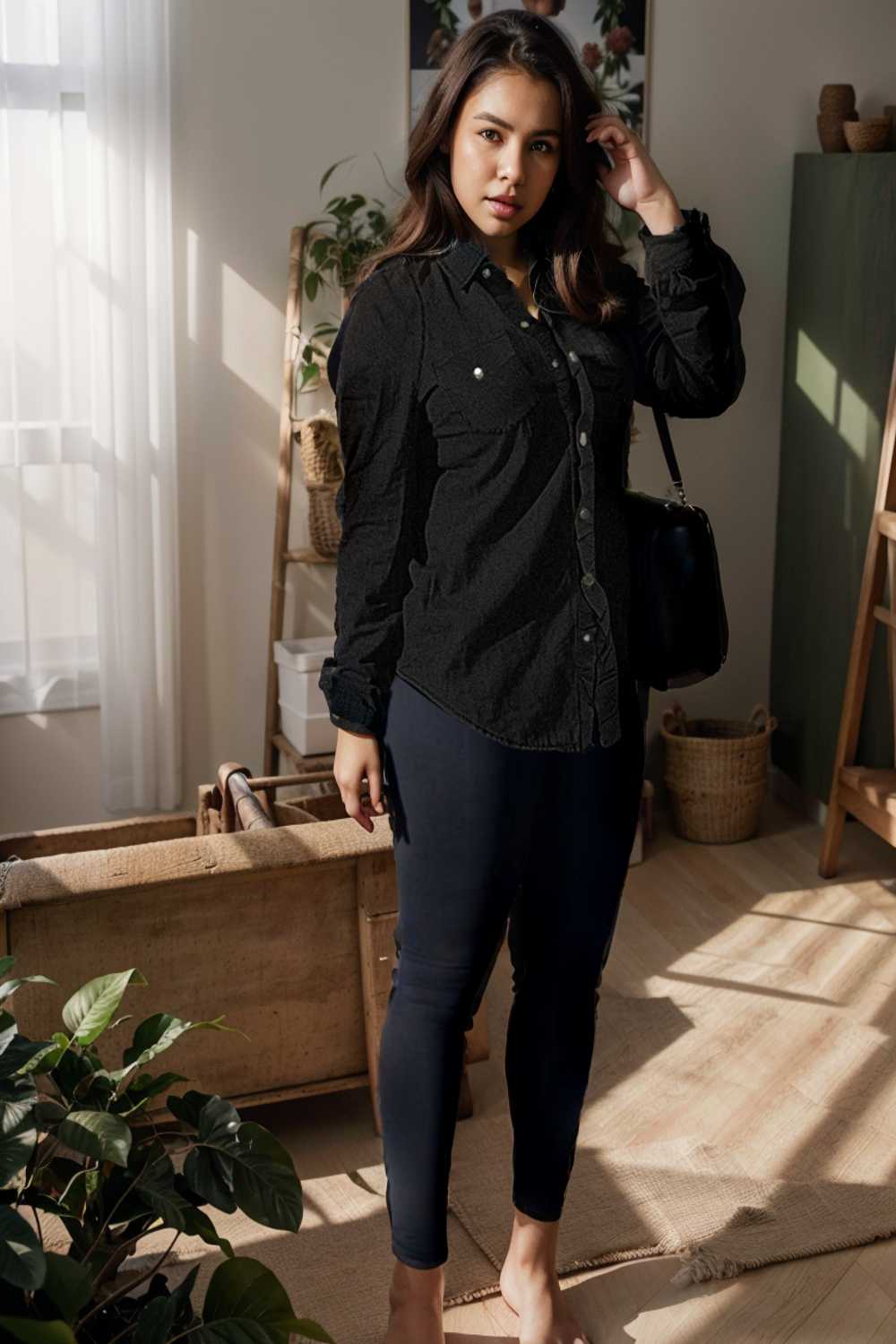 ruched trim button up long sleeve collared casual jacket 109565