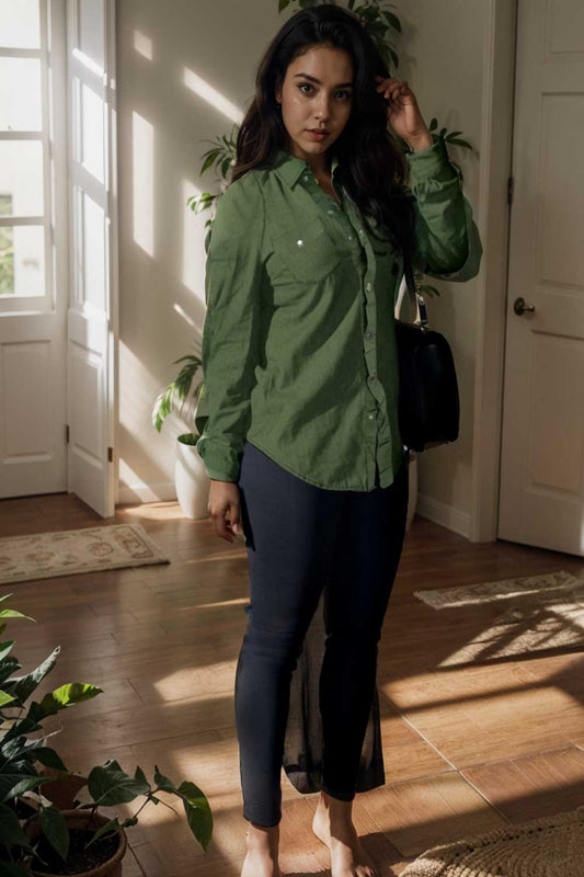 ruched trim button up long sleeve collared casual jacket 106715