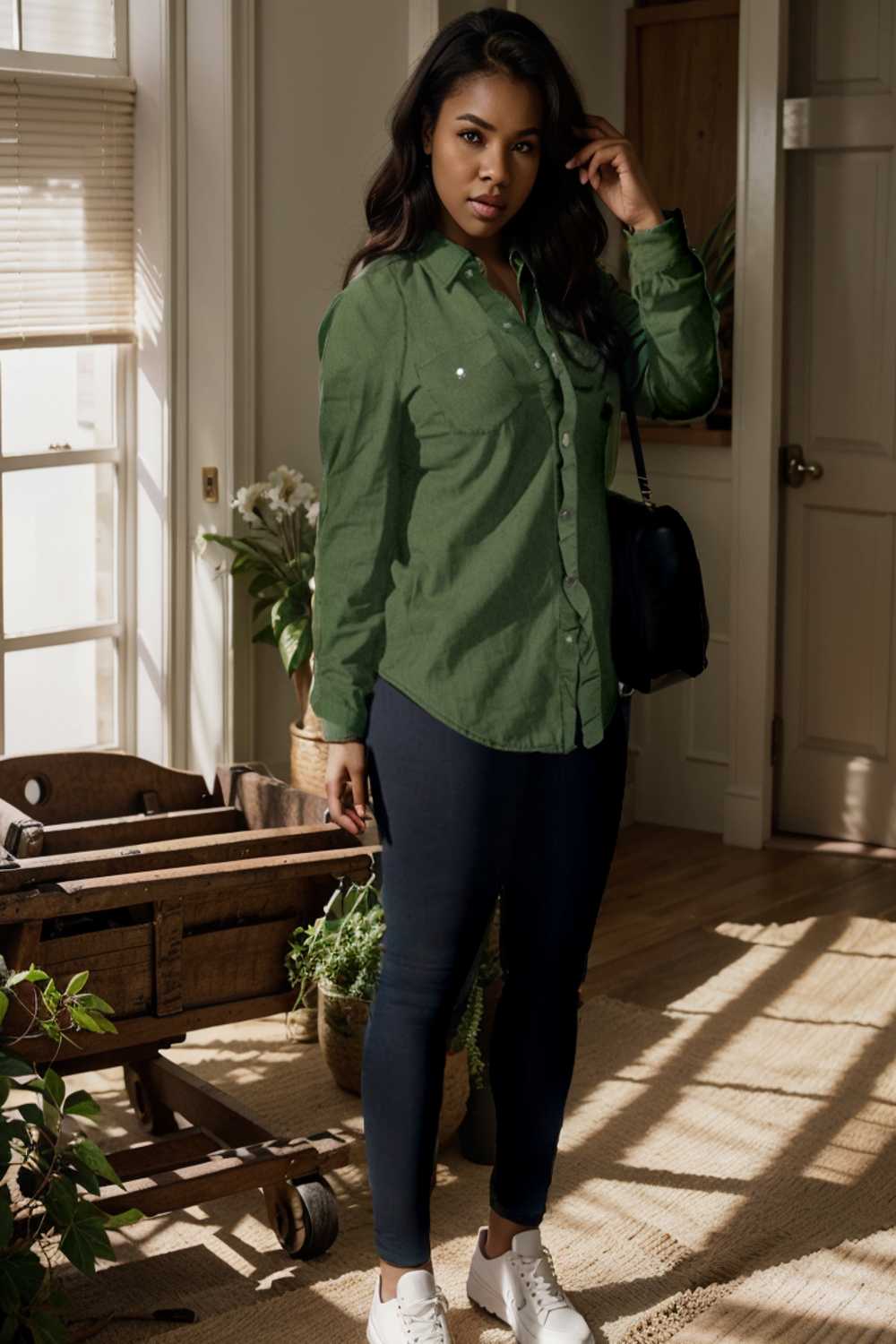ruched trim button up long sleeve collared casual jacket 109514