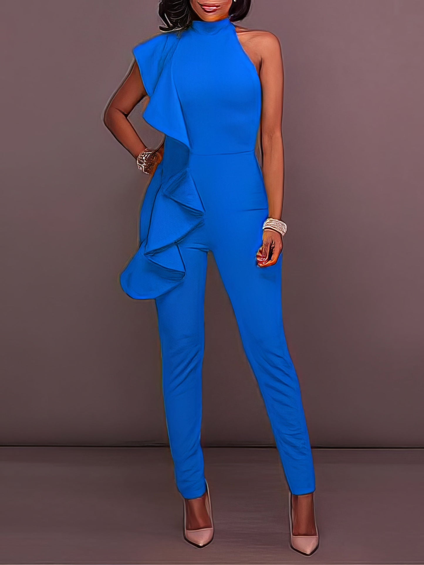 Jumpsuits - Ruffled Sleeveless Elegant Jumpsuit - MsDressly