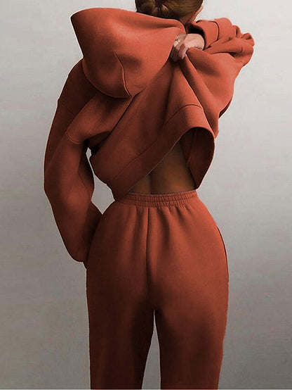 Women's Tracksuit Sweatsuit 2 Piece Street Winter Long Sleeve Fleece Thermal Warm Breathable Soft Fitness Running Jogging Sportswear Activewear Camel Almond Light Brown - LuckyFash™