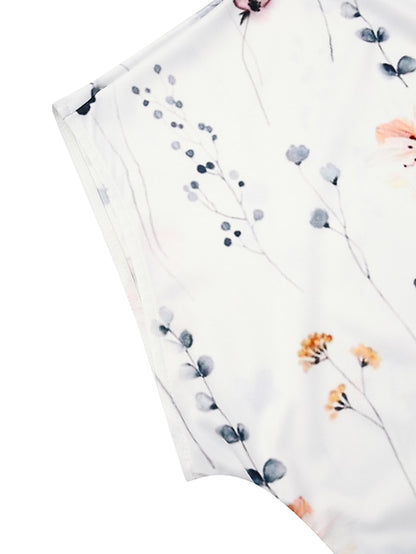 Women's Casual Dress Sheath Dress Floral Dress Floral Twist Crew Neck Midi Dress Fashion Modern Outdoor Daily Short Sleeve Regular Fit White Blue Gray Summer Spring S M L XL XXL - LuckyFash™