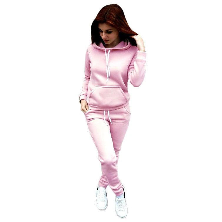 Women's Tracksuit Sweatsuit Winter Lace up Drawstring Solid Color Hoodie claret Pink Fleece Yoga Running Sport Activewear / Athletic / Athleisure