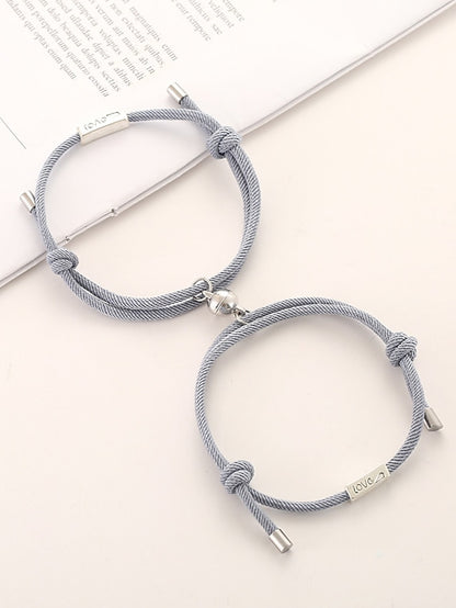 1 Pair Couple's Bracelet Magnetic Adjustable Romantic Series Love Simple Rope Bracelet Jewelry Milan For Gift - LuckyFash™