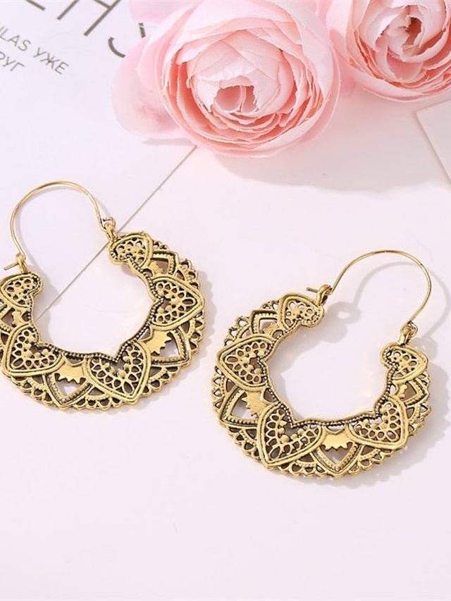 1 Pair Drop Earrings Dangle Earrings For Women's Alloy Hollow Out Totem Series Petal - LuckyFash™