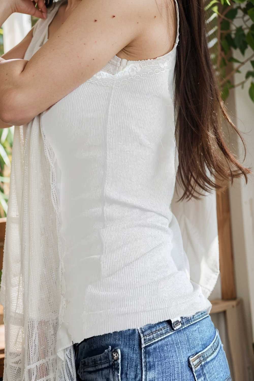 sexy contrast lace deep v neck sleeveless slim tank top 106863