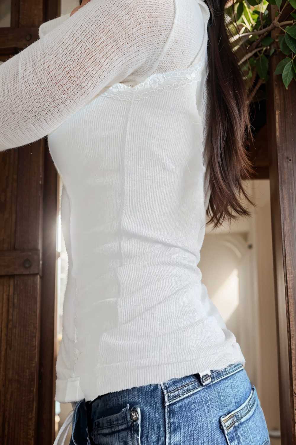sexy contrast lace deep v neck sleeveless slim tank top 105356