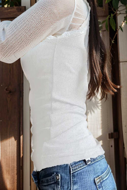 sexy contrast lace deep v neck sleeveless slim tank top 106862