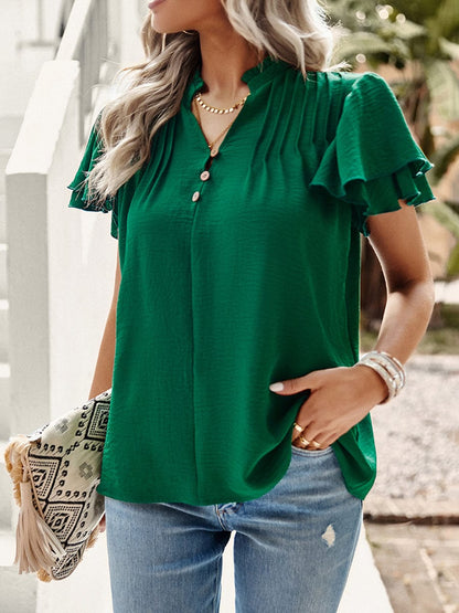 Short Sleeve Elegant Ruffle T-Shirt